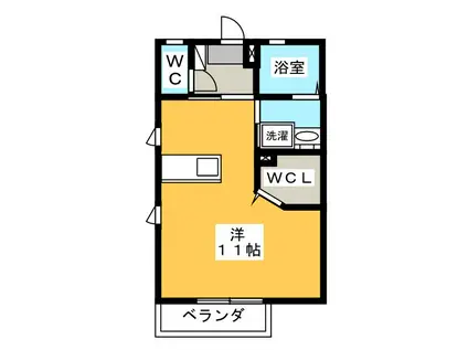 メゾンクリスタルB棟(ワンルーム/2階)の間取り写真