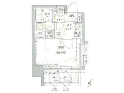 クレイシア芝浦(1K/9階)の間取り写真