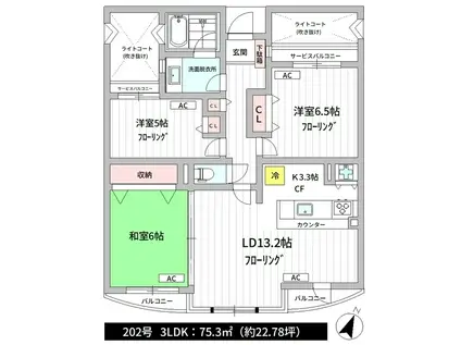 CHEZ-SOI(3LDK/2階)の間取り写真