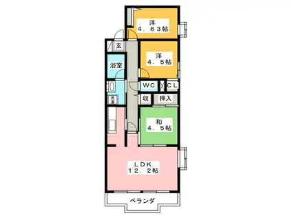 オーチャード ヴィレッジ(3LDK/3階)の間取り写真