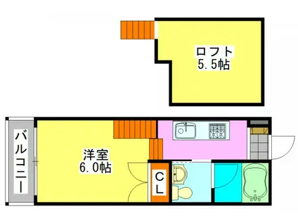 シエスタ船橋(1K/1階)の間取り写真