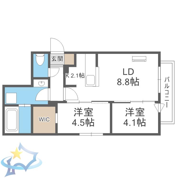 BALBONI山鼻(2LDK/4階)の間取り写真