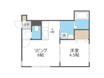 プログレス元町(1LDK/2階)の間取り写真