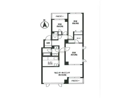 PS AZABU イースト(3LDK/2階)の間取り写真