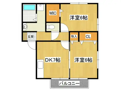 ほほえみ(2DK/1階)の間取り写真