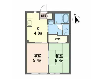 コートハイネスD(2K/1階)の間取り写真