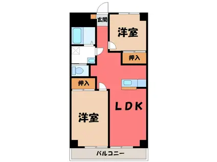シェモワ前橋(2LDK/7階)の間取り写真