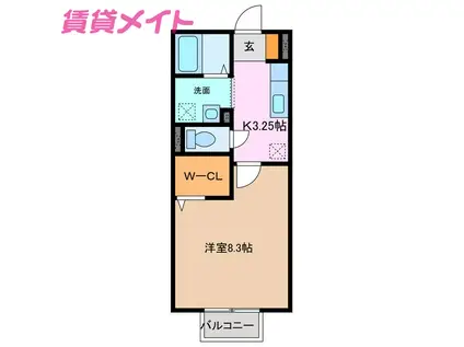 オランジュベール利平治A棟(1K/2階)の間取り写真