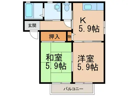 シャーメゾン高松(2K/2階)の間取り写真