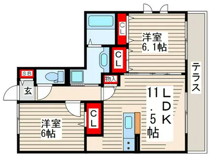 レジデンス葛西(2LDK/1階)の間取り写真