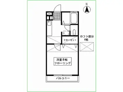 ウエストコーストII(1K/2階)の間取り写真