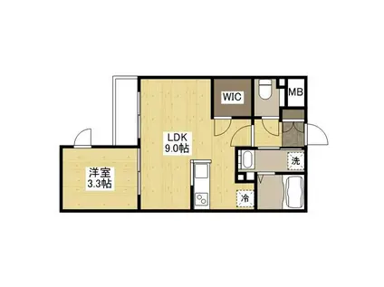 月光福山中央参番館(1LDK/2階)の間取り写真