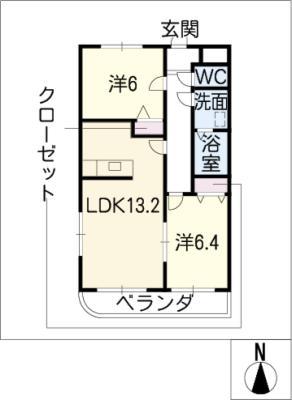 COMFORT PALACE(2LDK/2階)の間取り写真