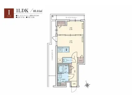 羽田六間堀レジデンス(1LDK/4階)の間取り写真