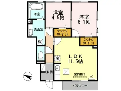 CONFORT石川(2LDK/1階)の間取り写真