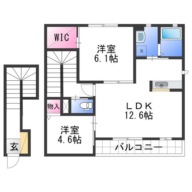 フロントパディTWIN(2LDK/2階)の間取り写真