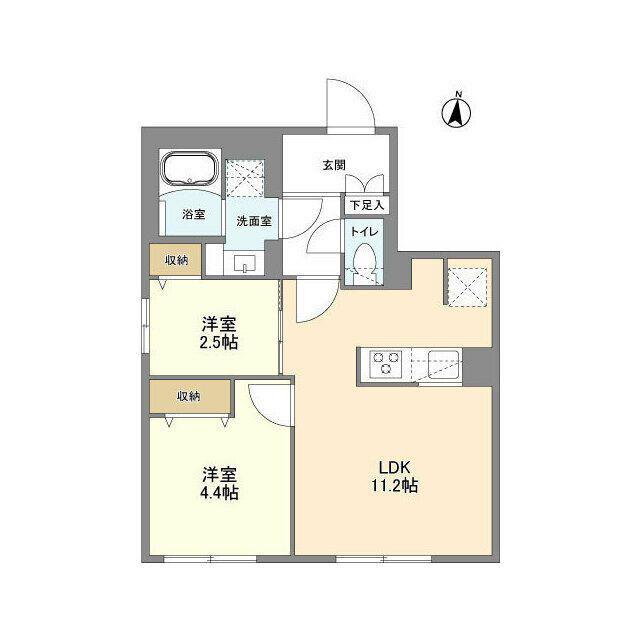 ウェルスクエア西大井(2LDK/5階)の間取り写真