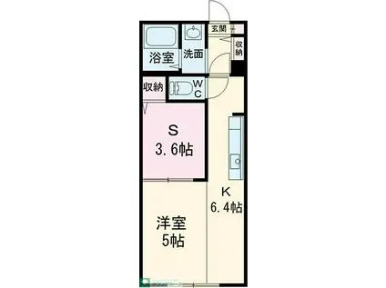 ウィザードI(1SK/1階)の間取り写真