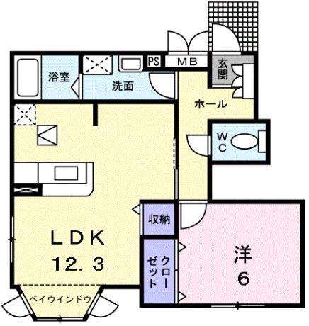 アルカンシエル(1LDK/1階)の間取り写真