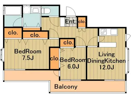 オズピアーレ(2LDK/2階)の間取り写真