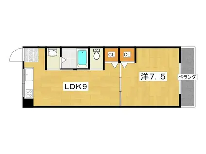 シャンテー御殿山(1LDK/4階)の間取り写真