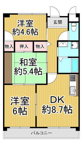マンションむなかた(3DK/3階)の間取り写真