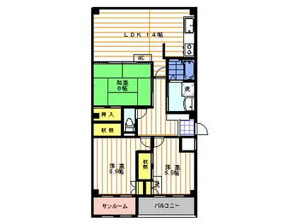 アリックス(3LDK/4階)の間取り写真