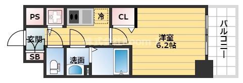 ララプレイス大阪城公園ヴェルデ(1K/5階)の間取り写真