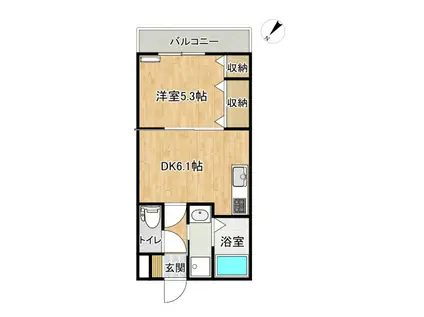 グランドビューソナイ(1DK/2階)の間取り写真