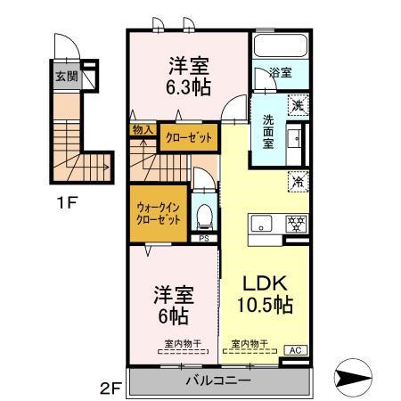メゾン陣場(2LDK/2階)の間取り写真
