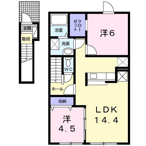 ソレイユ(2LDK/2階)の間取り写真
