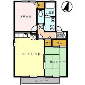 セジュールシマダB棟(2LDK/2階)の間取り写真