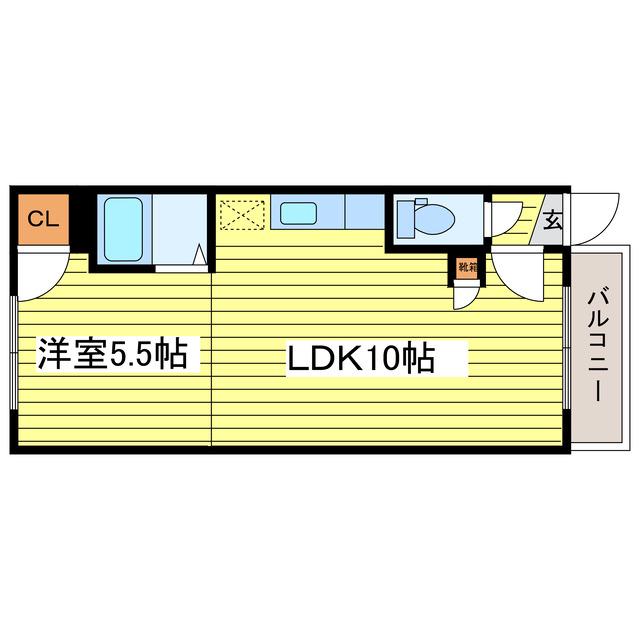 カサデューク白石(1LDK/3階)の間取り写真