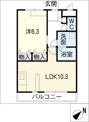 パークガーデン西神の倉II(1LDK/1階)の間取り写真