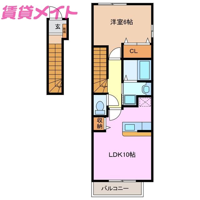ロイヤルステージ・アイE(1LDK/2階)の間取り写真