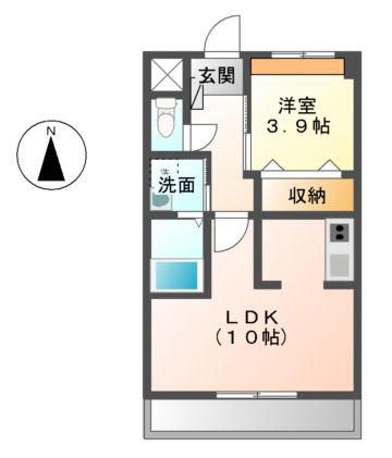 プランドール(1LDK/2階)の間取り写真