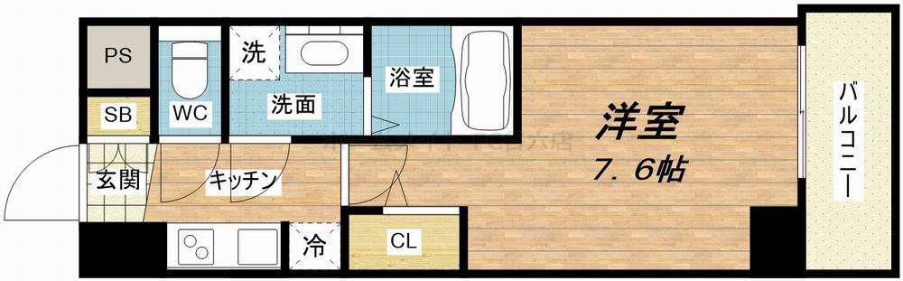 アーデンタワー西本町(1K/2階)の間取り写真