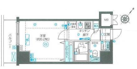 フェニックス伊勢佐木町弐番館(1K/3階)の間取り写真
