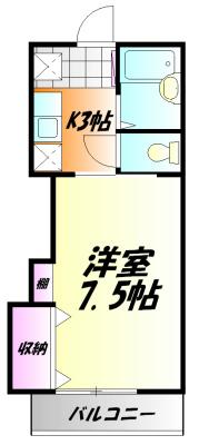 エナジーI(1K/2階)の間取り写真