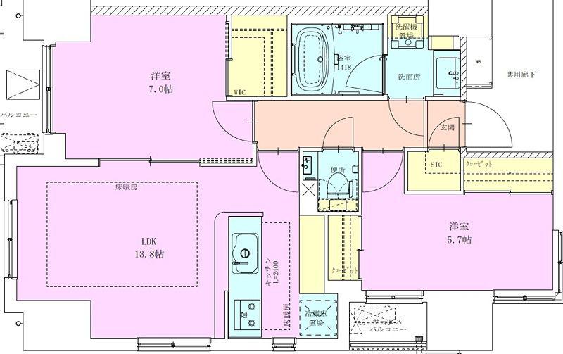 半蔵門レジデンス(2LDK/14階)の間取り写真