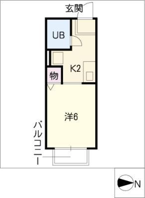 エル高峯(1K/2階)の間取り写真