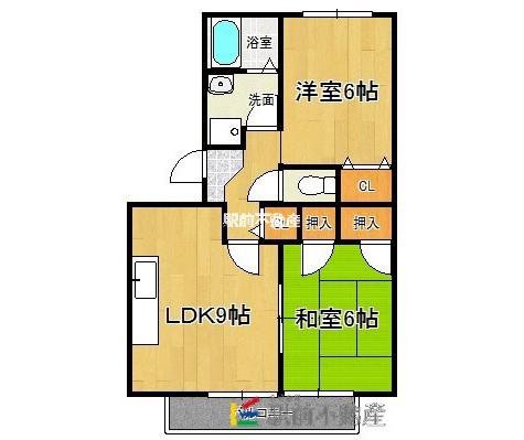ハイカムール山本(2LDK/3階)の間取り写真