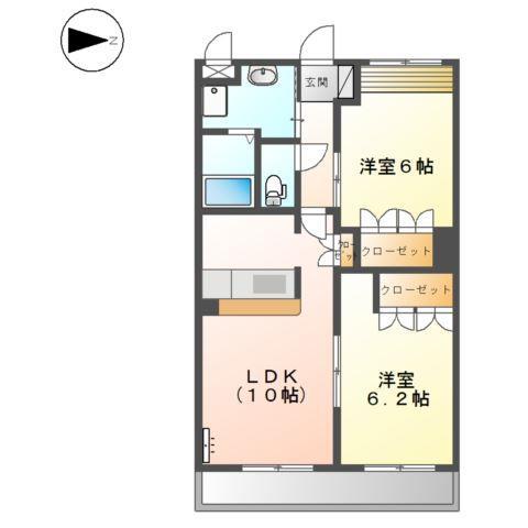 コンフォース小鯖(2LDK/1階)の間取り写真