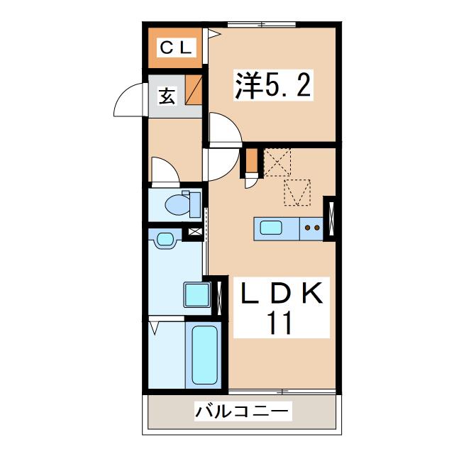 KTハイム(1LDK/2階)の間取り写真
