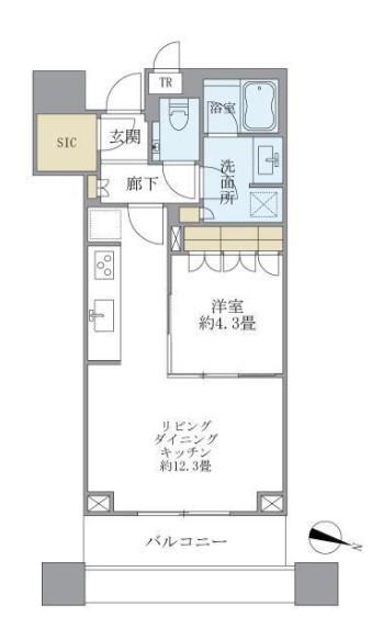 N BRILLIATOWERS目黒ノースレジデンス(1LDK/30階)の間取り写真