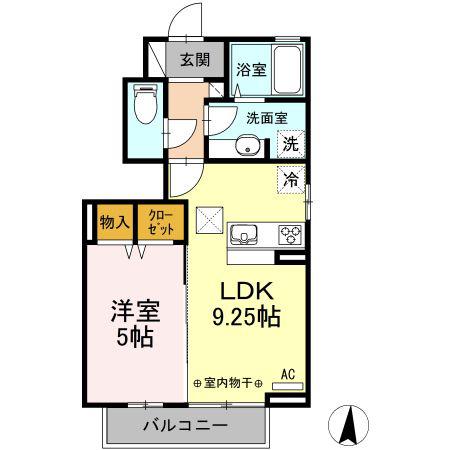 サンリッサ西野II(1LDK/1階)の間取り写真