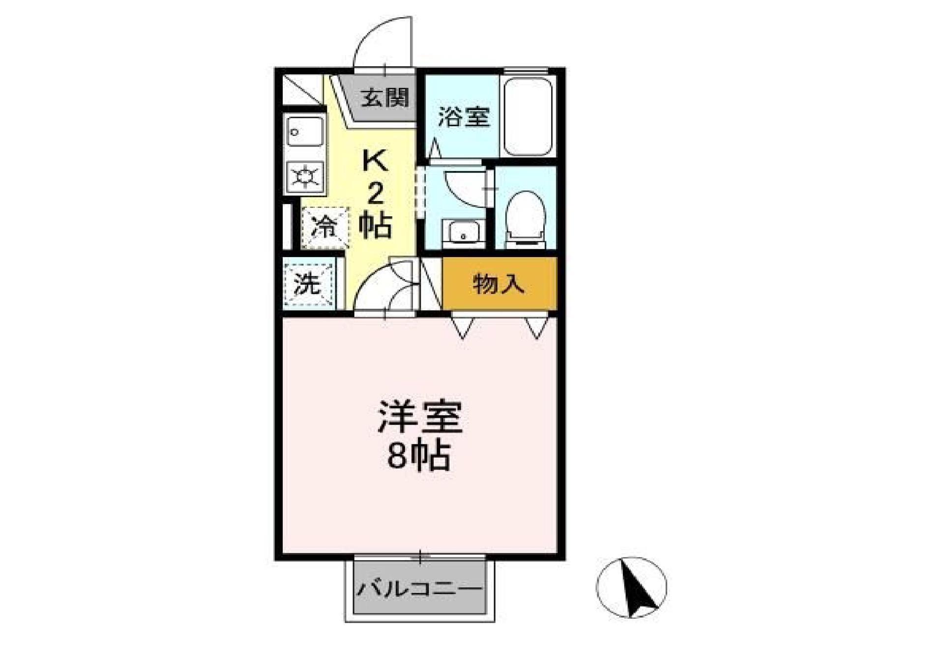アモール(1K/2階)の間取り写真