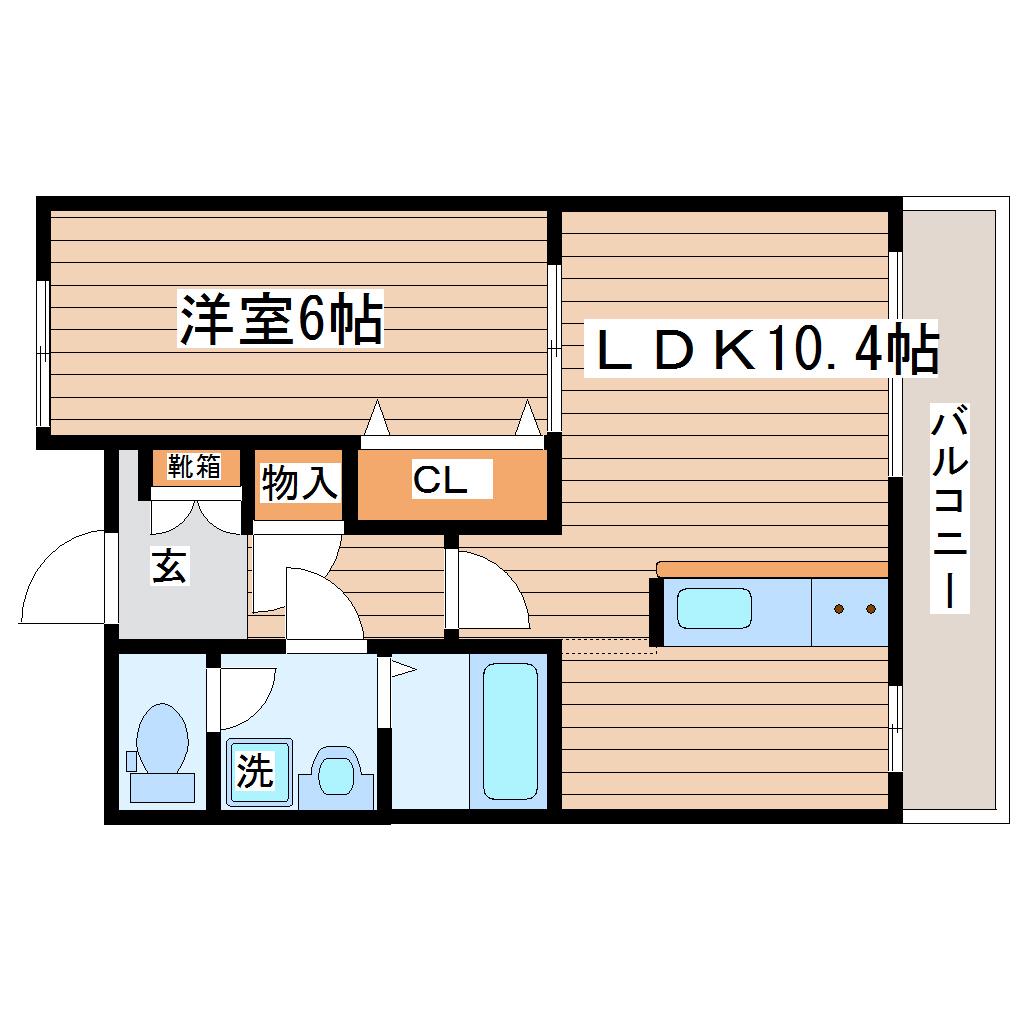 プラッツ木町(1LDK/3階)の間取り写真