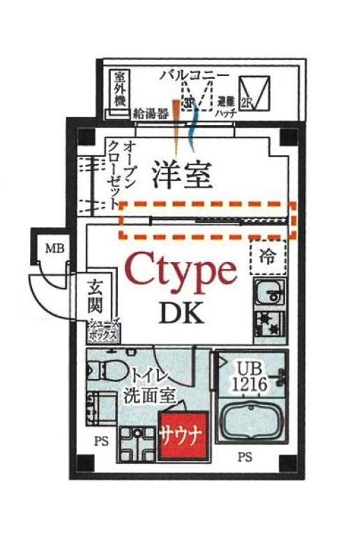 BCASA ASAKUSA IMADO(1DK/2階)の間取り写真