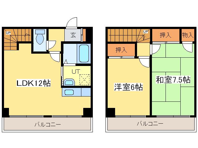 ミラネーゼ元町(2LDK/2階)の間取り写真